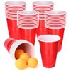 SUNYIWJIE Cup Pong Game Set 22 Pcs 16 Oz Plastic Party Cups with 4 Pcs Ping Pong Balls for Christmas New Year Gift (Red)