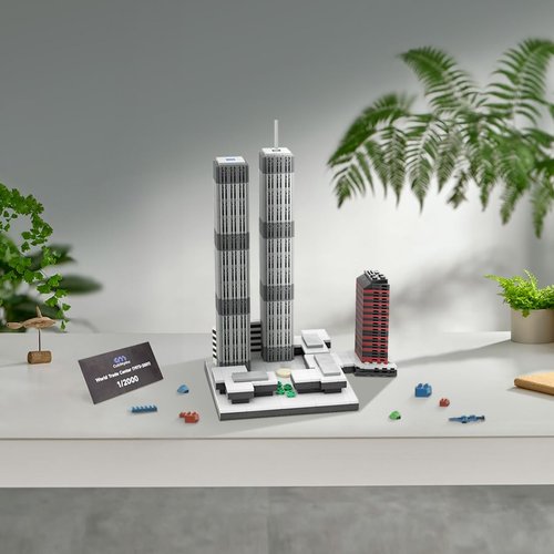 CubiMythx World Trade Center Building Blocks and Construction Toy, Collectible Architecture-Themed Model to Build and Display, Great Gift for Building Fans (982 PCS), 1:2000 Scale - Limited Nameplate