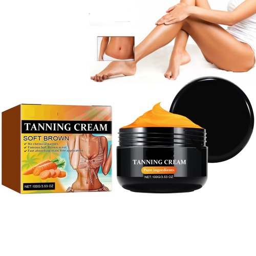 Hzutloer 3.38 OZ (100ML) Intensive Tanning Gel,Natural Tanning Accelerator Cream Gel,Carrot Sun Tanning Cream,Tanning Gel Cream for Outdoor Sun & Sunbeds