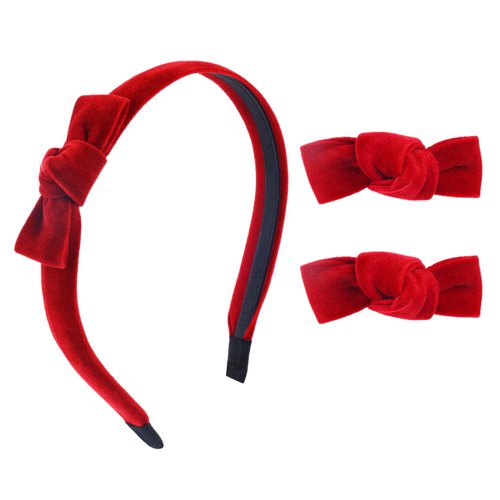 PLwelth Red Velvet Bow Headband 2Pcs Small Bowknot Hair Clips for Women Girls Toddles Cute Bow Hairband Hair Pins Set Velvet Uniform Hair Accessories for Back To School Party Decor Stocking Stuffers
