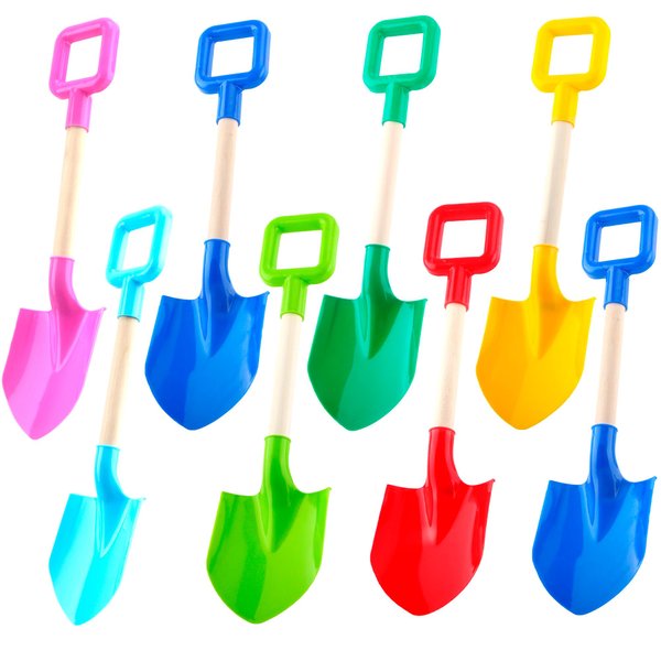 Cagemoga 8 Pack 16 Inch Kids Beach Shovels Colorful Beach Snow Shovels Digging Toy for Garden Backyard Beach Themed Party Supplies, 7 Colors