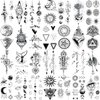 Briyhose Moon Sun Small Temporary Tattoos for Women, Realistic Cute Star Space Planet Fake Tattoo Adult Girl Hand Neck, Cool Tiny 3D Geometry Fun Temp Tatoo Sticker Wrist Body Art Makeup, 28-Sheet