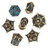UDIXI Dragon Metal Dice Set D&D, 7-die Polyhedral Dice Set with Unique Shape for DND Dungeons and Dragons Role Playing Games(Bronze with Blue Number)