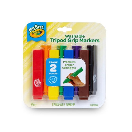 Crayola Triangle Toddler Markers (8ct), Easy Grip Washable Markers for Toddlers, Toddler Arts Sup...