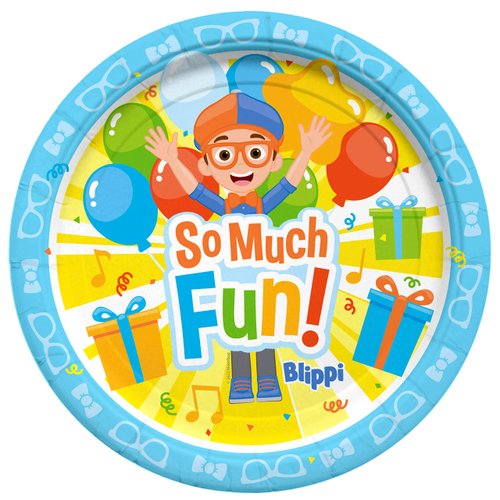 Treasures Gifted Officially Licensed Blippi Dessert Plates 16ct - 7in Blippi Party Plates - Blippi Birthday Party Supplies - Blippi Paper Plates - Blippi Plate Birthday Party - Blippi Party Supplies