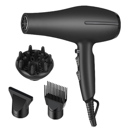 Pro Ionic Hair Dryer by Xpoliman, 2000W AC Motor for Quick Drying, with Diffuser & Lightweight Soft Touch Body - Black