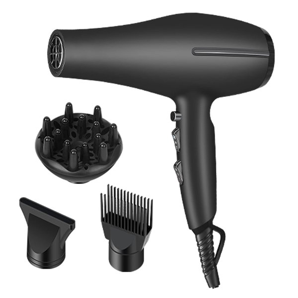 Pro Ionic Hair Dryer by Xpoliman, 2000W AC Motor for Quick Drying, with Diffuser & Lightweight Soft Touch Body - Black