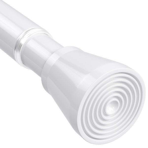 MEXAU White Spring Tension Curtain Rod for Windows 28 to 48 Inch- Adjustable 7/8" Spring Tension Rod No Drilling- Sturdy Closet Rod Easy to Install