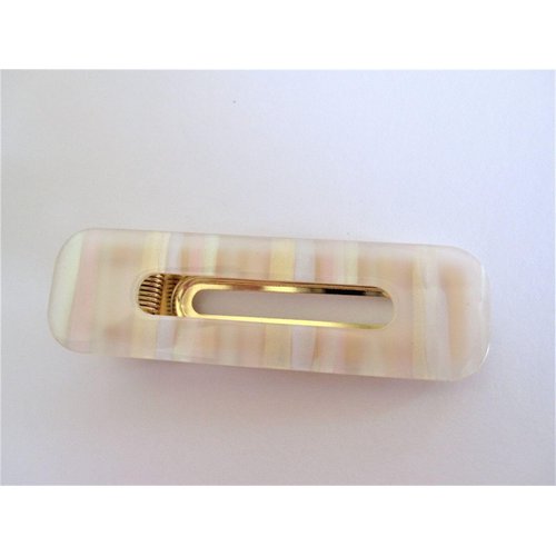 Generic 2 1/2 inch pearly white iridescent open alligator hair clip barrette