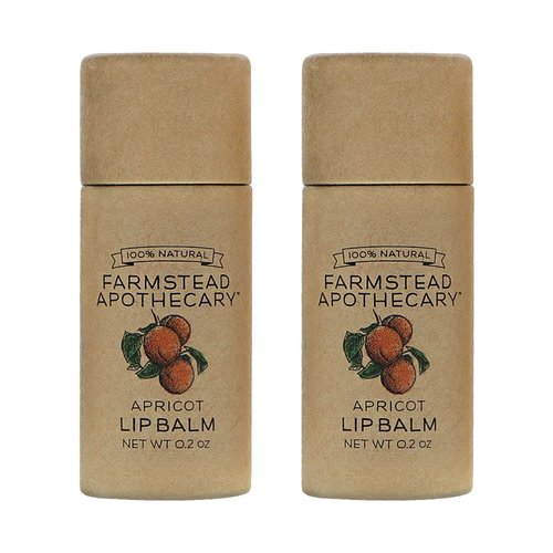 Farmstead Apothecary 100% Natural Lip Balm with Organic Beeswax, Organic Shea Butter & Organic Coconut Oil, Apricot 0.2oz (Pack of 2)