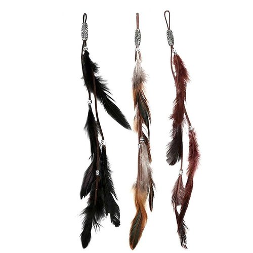 ICYANG Women Feather Hair Clips, Handmade Boho Hippie Hair Extensions with Clip Comb DIY Accessor...