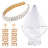 Hanaive 3 Pcs Bachelorette Party Set Bride Headband & Shoulder Length Veil & Rhinestone Bride Earrings Decorations Pearl Bachelorette Party Supplies for Women Wedding Bridal Shower Gift Favors