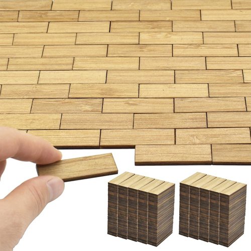 iLAND Miniature Dollhouse Accessories, 240pcs Varnished Dollhouse Flooring on 1:12 Scale with Natural Texture, 1/6 House Accessories (240pcs Rectangular)