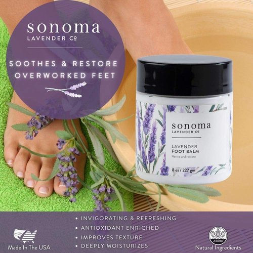 Sonoma Lavender, Lavender and Peppermint Foot Balm, Foot Moisturizer for Dry Feet, Revive and Restore Overworked Feet, Softens Rough Dried Skin, 8oz