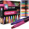 Hair Chalk 16 Color Double Pack with 6 Glitter Colors Temporary Hair Color Pens