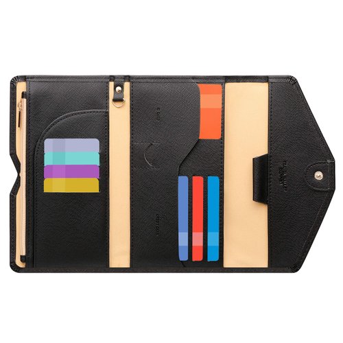 ZOPPEN Multi-purpose Rfid Blocking Travel Passport Wallet (Ver.4) Tri-fold Document Organizer Holder, 1 Black