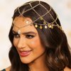 CLOACE Sequin Head Chain Boho Gold Headband Tassel Hair Chain Bridal Headpiece for Women and Girls