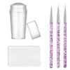 KAYZON Nail Stamper Nail Art Brushes - French Tip Nail Stamp Clear Nail Art Stamper Jelly with Scraper, 3pcs Nail Pen Brushes, Soft Silicone Stamper Printer DIY French Tip Nail Stamping Manicure Tool (Nail Stamper 3PCS Nail Brushes)