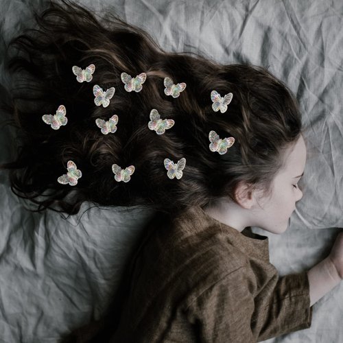 20pcs Butterfly Hair Clips, Cubaco Hair Clips for Girls, Small Hair Claw Clips for Women, Cute Y2K Accessories Clear White Hair Clips Mini