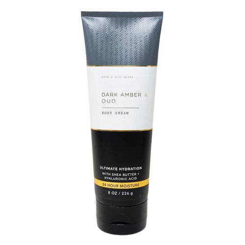 Bath & Body Works Men's Collection Dark Amber & Oud 2 Piece Bundle - Body Cream and Shower Gel - with a Cabin Spice Bar Soap - Full Size