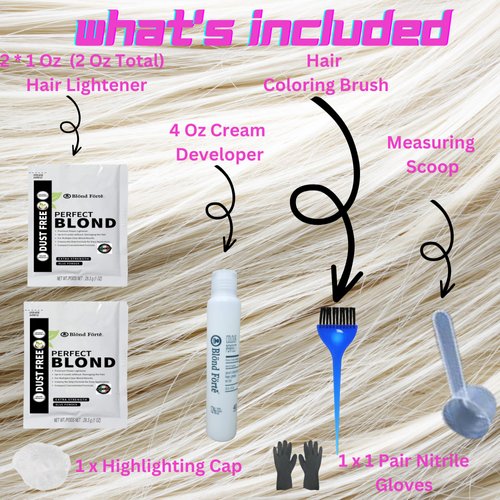 Perfect Blond Hair Dye Toner Lightener Bleaching Powder Kit 120 ml 30 Vol Developer & Brush Glove - By Blond Forte(Blue Lightener)