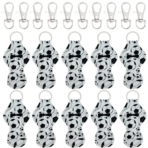 allydrew 10 Pack Chapstick Holder Keychain, Keyring for Lip Balm Lip Gloss Lipstick with 10 Pieces Metal Keyring Clasps, Soccer
