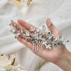 EASEDAILY Crystal Wedding Hair Comb Silver Leaf Hair Pieces Rhinestone Bridal Hair Accessories for Brides and Women