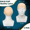 8 Pcs Halloween Bald Head Cap Party Costume Include 4 Makeup Latex Bald Caps and 4 Hair Wig Caps for Adults Kids Women Men (Universal)