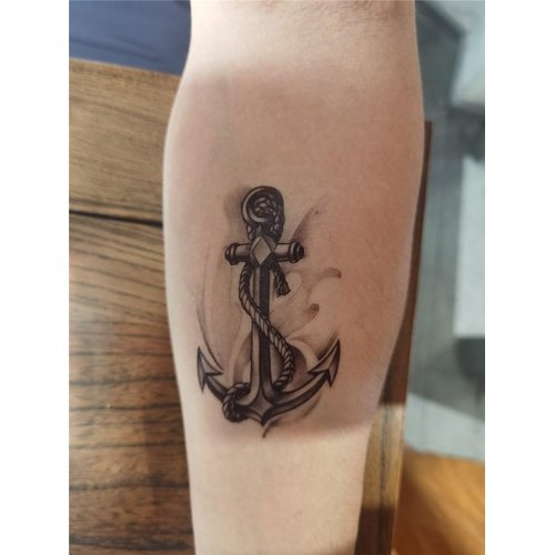SanerLian Set of 5 Waterproof Temporary Fake Tattoo Stickers Grey Anchor Ship (SF4369)