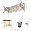Aizulhomey Golden Dollhouse Bed Set (4pcs)-1/6 Scale Dollhouse Gold Miniature Furniture Decoration Accessories