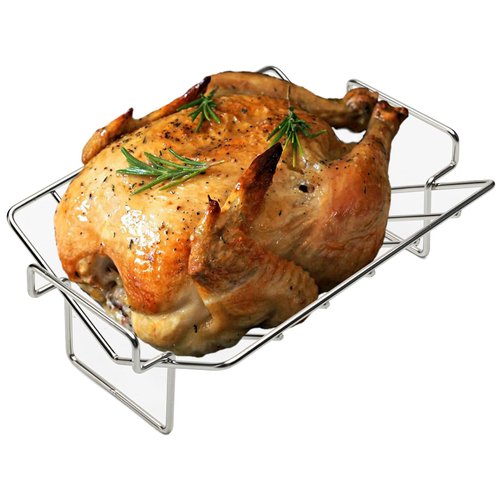 BONPAZ Turkey Roasting Rack, Green Egg BBQ Rib Rack - Stainless Dual-Purpose Rib Racks for Smoking, V-Shaped Turkey Racks for Roasting Pan, Ideal for Big Green Egg, Kamado Joe, Char-Griller Akorn etc