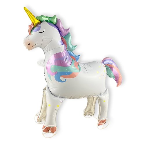 1pcs 4D Unicorn Wheel Walking Balloons for Kids Birthday Fairy Party Tea Party Girls Birthday Party Decorations