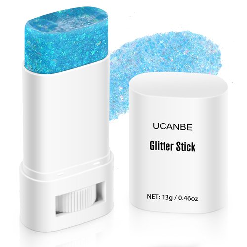 UCANBE Blue Body Glitter, Face Glitter Stick for Singer Concerts Music Festival, Chunky Glitter Makeup Rave Accessories for Body Face Hair Eyes Lip, Sparkling Mermaid Sequins for Women