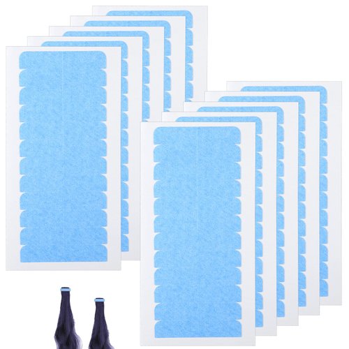 Bewudy 120Pcs Double-Sided Adhesive Tape for Seamless Hair Extensions Double-Sided Tape Replacement Tapes, Super Adhesive Strips for Tape-In Hair Extensions(10 Pcs Blue)