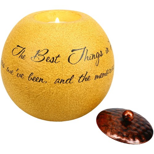 Pavilion Gift Company Best Things-Globe Candle Tealight Holder, Yellow, Copper