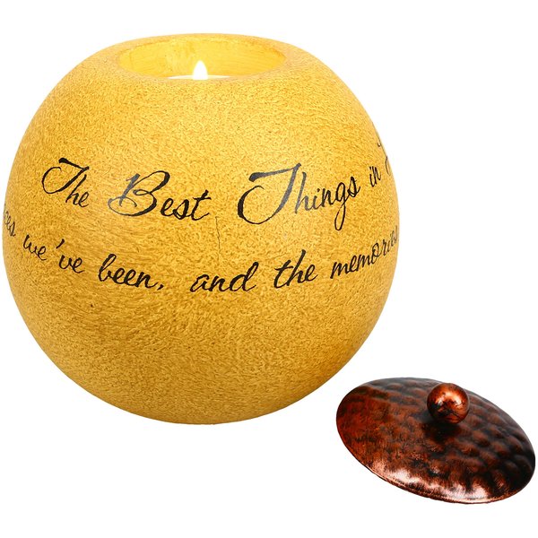 Pavilion Gift Company Best Things-Globe Candle Tealight Holder, Yellow, Copper
