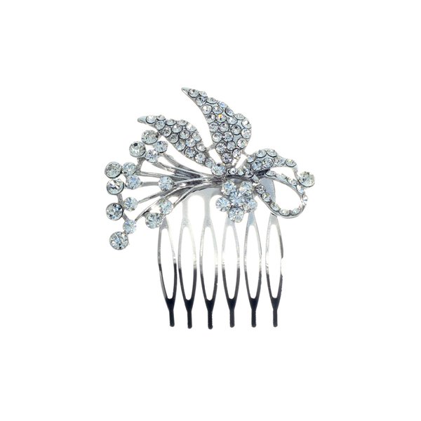 Rosemarie Collections Women's Headpiece Glass Crystal Ribbon Design Hair Comb