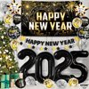 KatchOn, New Years Eve Party Supplies 2025 Set - Big, Pack of 25 | Black and Gold Happy New Year Banner, 2025 Balloon Numbers, New Year Foil Balloons | NYE Decorations 2025, New Years Decorations 2025