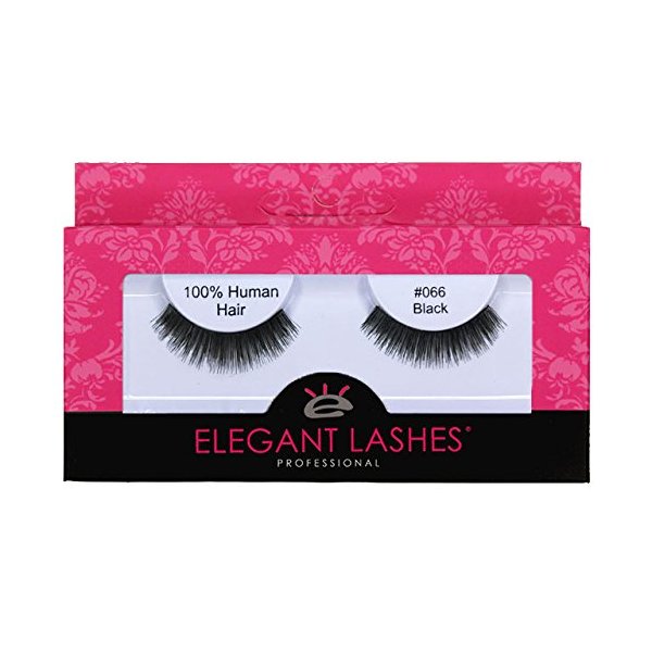 Elegant Lashes #066 Black Short Natural Thick False Eyelashes (100% Natural Human Hair)