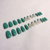 24 Pcs Press on Nails, Sunjasmine Fake Nails with Designs, Acrylic Nails False Nails with Nail Glue for Women (Medium Green)