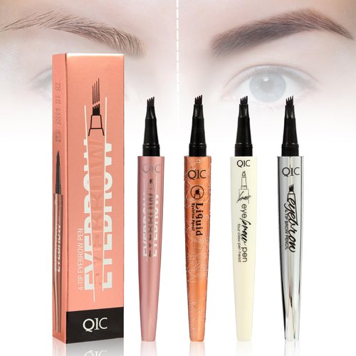 4PCS 3D Eyebrow Tattoo Pencil with 4 Forks, Waterproof and Sweatproof Magic Eyebrow Pen, Makeup Eyebrow Pen, Drawing Eyebrow Pen Pointed Eyebrow Pencil, Suitable For Women'S Use.
