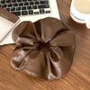 Big Leather Hair Scrunchies for Thick Thin Soft Leather Hair Ties Brown Hair Rubber Elegant Hair Elastic Christmas Ponytail Holder French Jumbo Scrunchies Winter Hair Accessories for Women 1Pcs