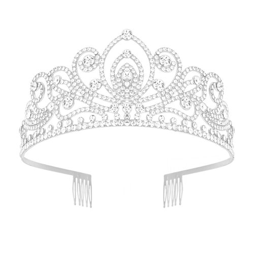 Tiaras and Crowns for Women Girls Birthday Queen Tiara Silver Rhinestone Crowns Princess Fairy Tiara Crown Royal Wedding Crown for Bride Bridal Prom Birthday Decorations Hair Accessory for Women