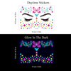 Glow in The Dark Tattoos Stickers, Fake Face Temporary Tattoos Makeup UV Neon Floral Body Paint Tattoo Stickers Decorations for Adults Women Festival Bar Party Supplies 8PCS