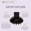 Aria Beauty Blow Dryer Diffuser - Attachment for Curly and Wavy Hair Types - Durable High-Temperature Resistant Plastic - Fits Most Blow Dryers - 1 pc