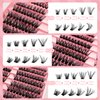 Fluffy Lash Clusters Kit 300pcs DIY Lash Extension Kit, 8-16mm Wispy Lash Clusters Kit Natural 60+80+100D Mixed Eyelashes Kit C Curl with Lash Bond and Seal and Lash Applicator Tool.(60-80-100p-FPB)