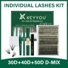 DIY Lash Extension Kit KEYYOU 300Pcs Individual Eyelash Extension Kit 30D40D50D 0.07C Curl 9-18MIX Lash Clusters Kit with Lash Glue Remover Applicator Easy to Use(Kit-30D40D50D-0.07C,9-18MIX)
