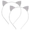 AKOAK 1 Pack Crystal Rhinestone Metal Cat Ear Headband - Amazing Crystal Party Decorations Halloween Cosplay Costume Cat Ear Headpiece (Silver)