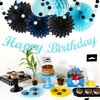 Light-Royal Navy-Blue Black Birthday Party-decorations - 21pcs Boys Men Happy Banner,Paper Streamers Lanterns Honeycomb,Tissue Pom Poms Fan,Adult Supplies Decor 16th 20th 40th 45th 50th 60th Huglony