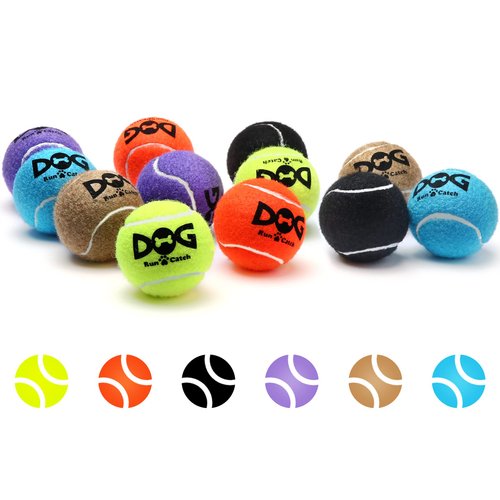 insum Squeaky Tennis Balls for Dogs Colorful Easy Catching Pet Dog Balls 12 Pack (2.0inch-6colors)